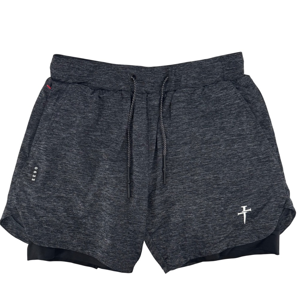 Three Nails Mens Athletic Shorts Charcoal Heather Gray Compression Liner Small